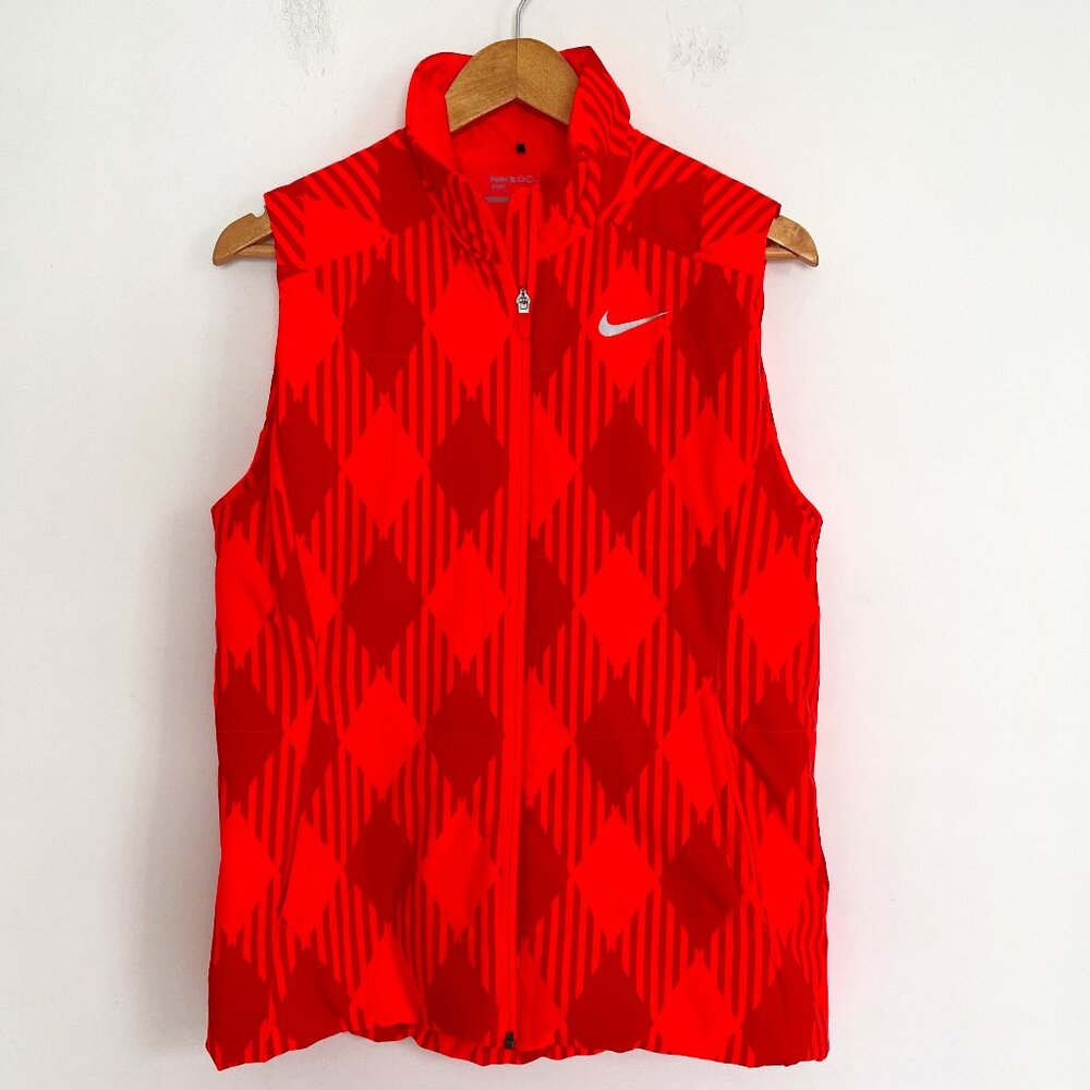 Nike Golf Womens Vest Orange Full Zip Plaid Puffer NWOT Size M